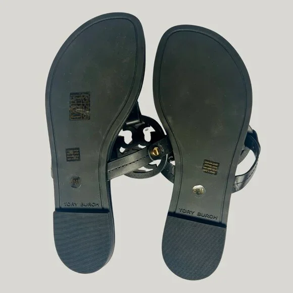 Tory Burch Black Leather Miller Sandals Size 6.5 NWOT - Picture 3 of 5